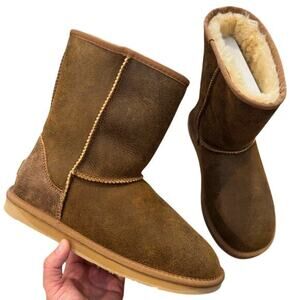 Australia Luxe Collective Men’s Cosy Short Shearling Boots Size 9 Chestnut Brown